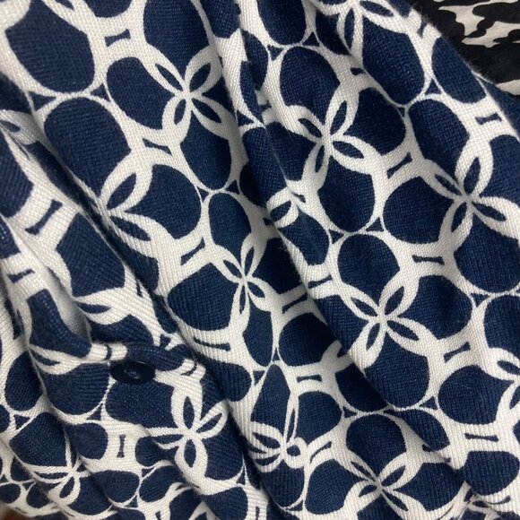 Charter Club Geometric Print Cardigan Womens 2X Blue White Lightweight Preppy - Picture 4 of 6